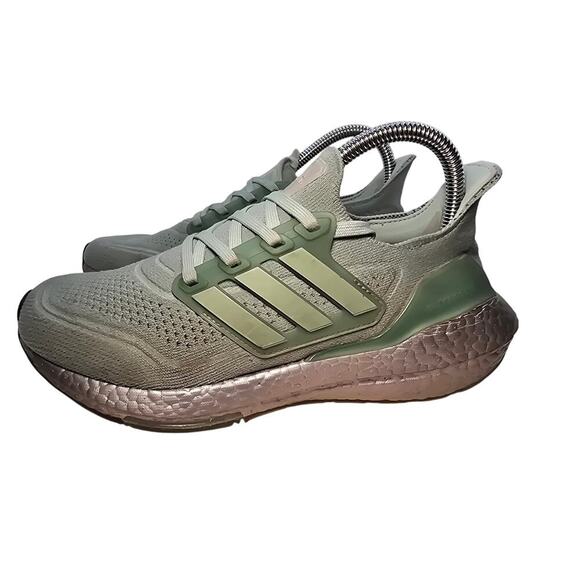 Adidas UltraBoost 21 Womens Size 7 Hazy Green Running Sneakers Shoes FY0408 - Picture 2 of 7